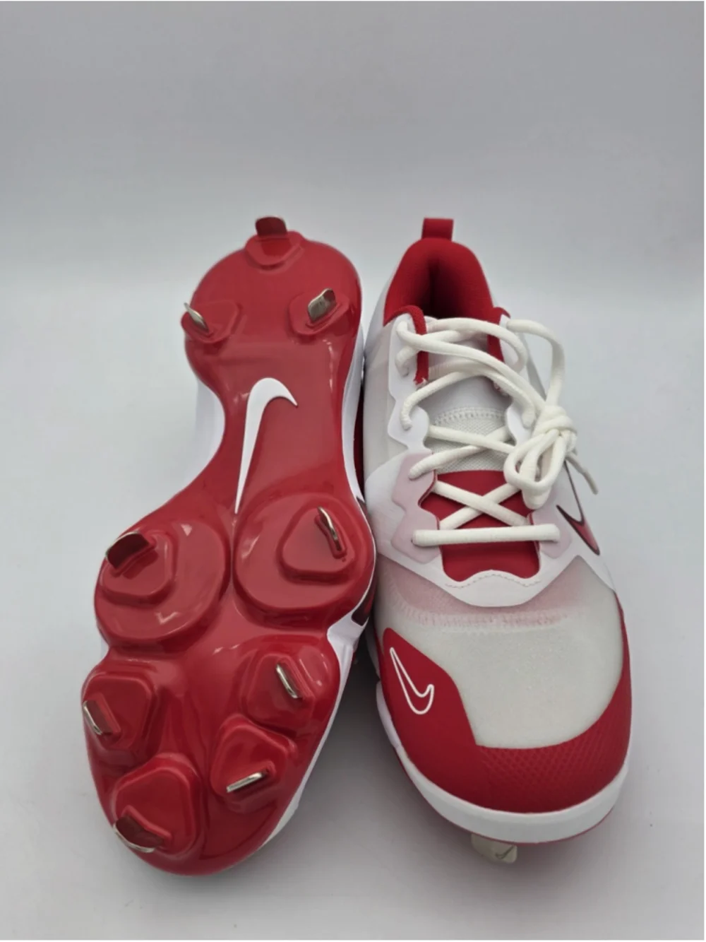 Nike Force Zoom Trout 9 Pro Metal Baseball Cleats White-Red Sz 8 FB2907-104
